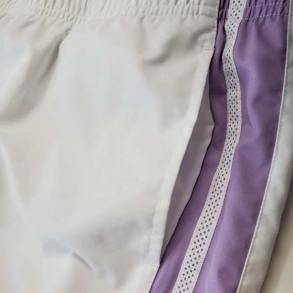 Nike Women's Joggers Cropped Athletic Running Pants White Lilac Stripe L - Picture 7 of 11